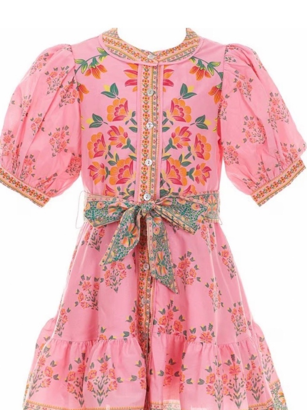 A loves A girls floral puff sleeve dress small pink